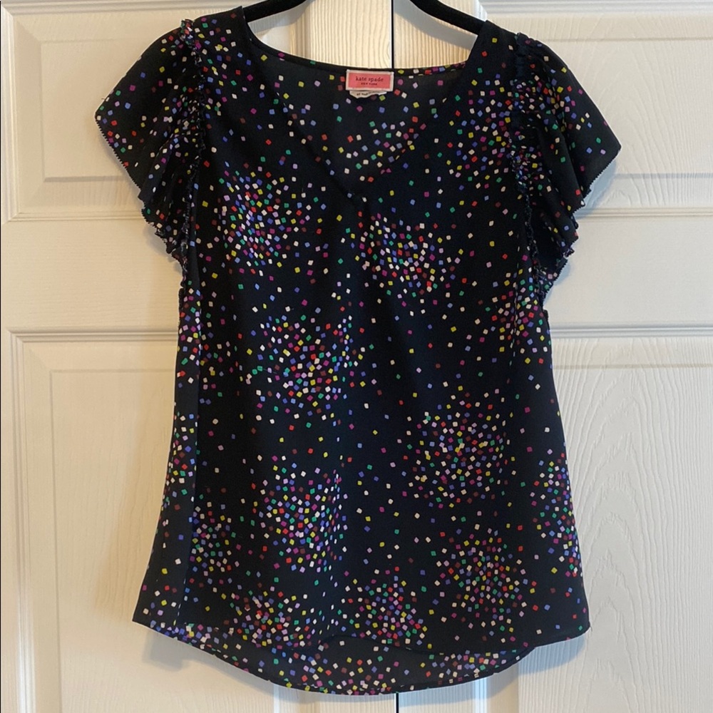 Kate Spade Confetti V-Neck Blouse
